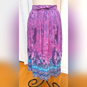 Maxi Skirt S cotton purple blue broomstick Boho cosmic print NWOT bonus top